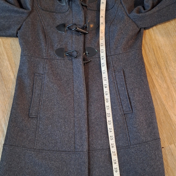 Guess Charcoal Gray Hooded Wool Coat With Black Toggle Zip Up Size Medium Bin16 - Picture 9 of 13